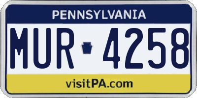PA license plate MUR4258
