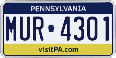PA license plate MUR4301