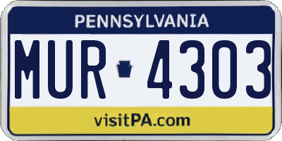 PA license plate MUR4303