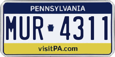 PA license plate MUR4311