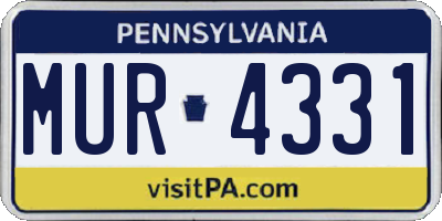 PA license plate MUR4331