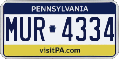 PA license plate MUR4334