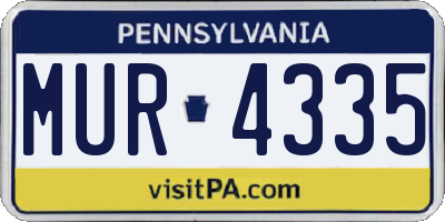 PA license plate MUR4335