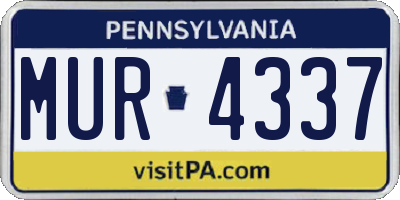 PA license plate MUR4337