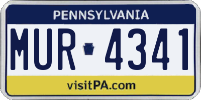 PA license plate MUR4341