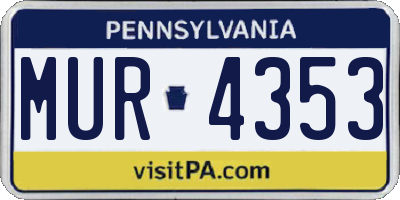 PA license plate MUR4353