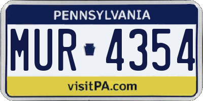 PA license plate MUR4354