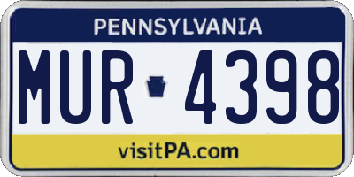 PA license plate MUR4398