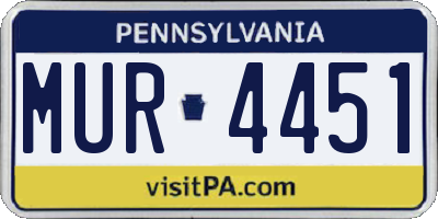 PA license plate MUR4451