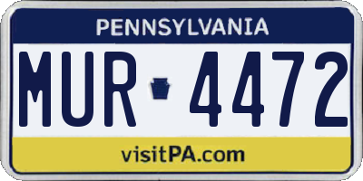 PA license plate MUR4472