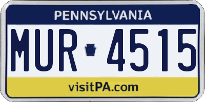 PA license plate MUR4515