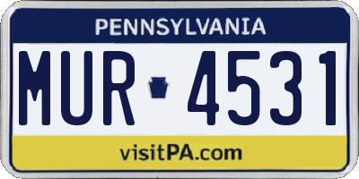 PA license plate MUR4531