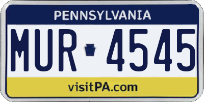 PA license plate MUR4545