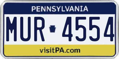 PA license plate MUR4554
