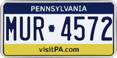 PA license plate MUR4572
