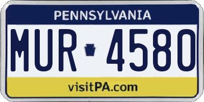 PA license plate MUR4580