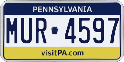 PA license plate MUR4597