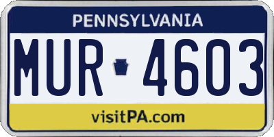 PA license plate MUR4603