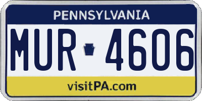 PA license plate MUR4606