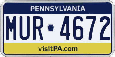 PA license plate MUR4672