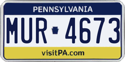 PA license plate MUR4673