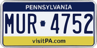 PA license plate MUR4752
