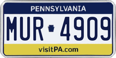 PA license plate MUR4909