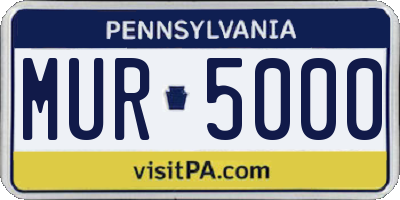 PA license plate MUR5000