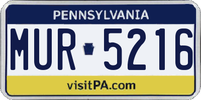 PA license plate MUR5216