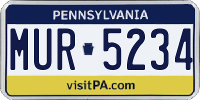 PA license plate MUR5234