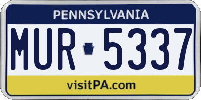 PA license plate MUR5337