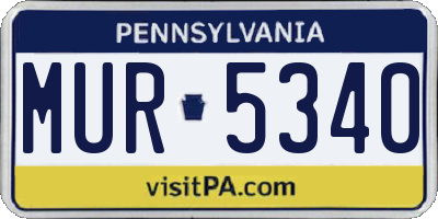 PA license plate MUR5340