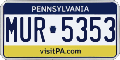 PA license plate MUR5353