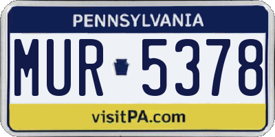 PA license plate MUR5378