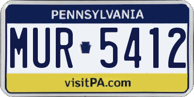PA license plate MUR5412