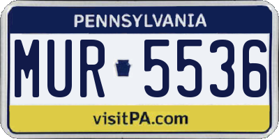 PA license plate MUR5536
