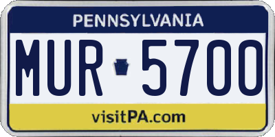PA license plate MUR5700
