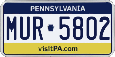 PA license plate MUR5802