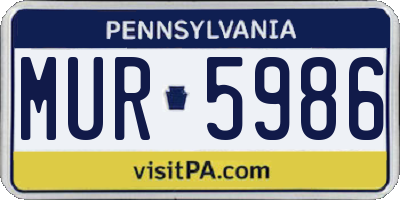 PA license plate MUR5986