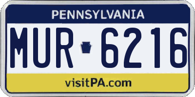 PA license plate MUR6216