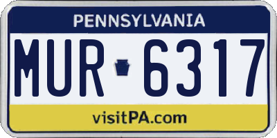 PA license plate MUR6317