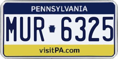 PA license plate MUR6325