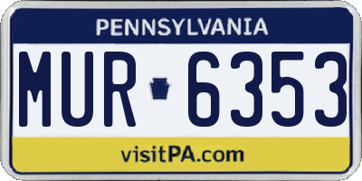 PA license plate MUR6353