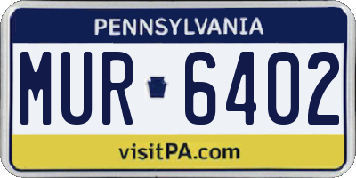 PA license plate MUR6402