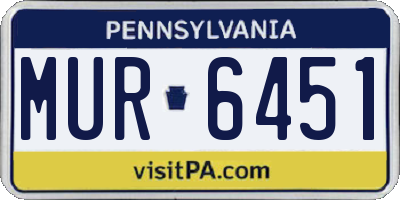 PA license plate MUR6451