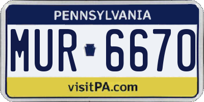 PA license plate MUR6670
