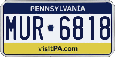 PA license plate MUR6818