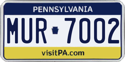 PA license plate MUR7002
