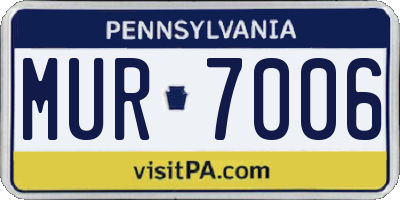 PA license plate MUR7006