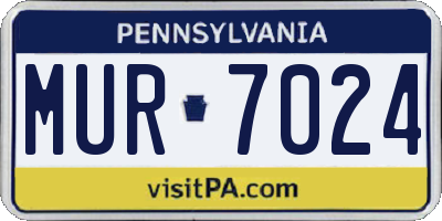 PA license plate MUR7024